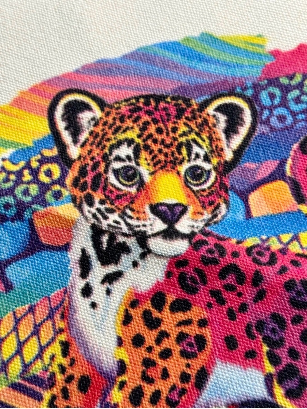 New Retro 80s 90s Style Colorful Leopard Shopping Tote Bag w/ Heart Charm - 15" - Picture 5 of 9